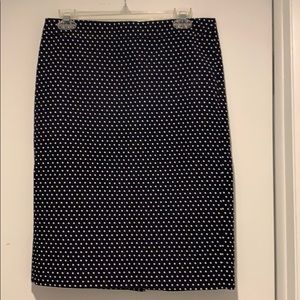 J. Crew No. 2 Navy and White Dot Pencil Skirt!